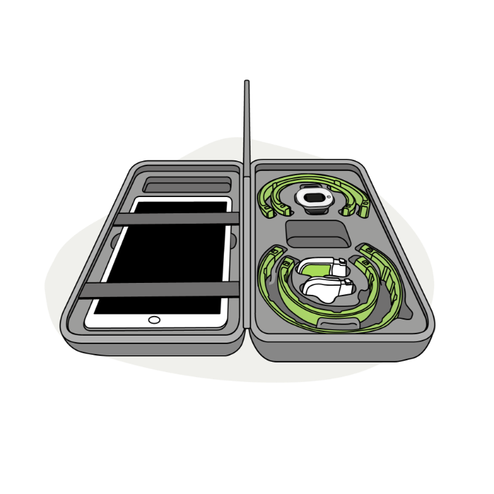 Pick up the measurement equipment carry case from the healthcare provider